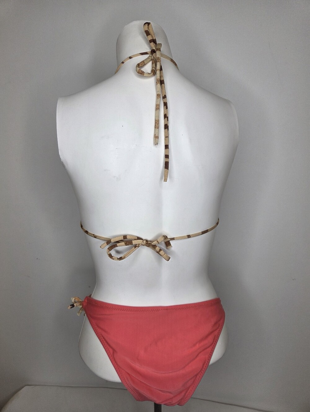 Ranji Ya Manji Size 2 (Small) Coral Pink Triangle Bikini with Acrylic Ring - Picture 2 of 15